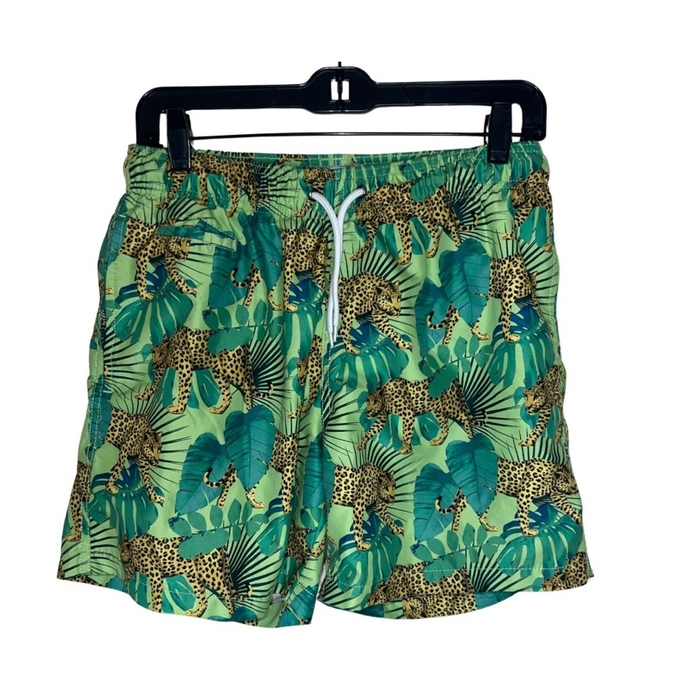 Trunks Surf & Swim Co Men’s Swim Trunks Tropical with Leopards Size Medium